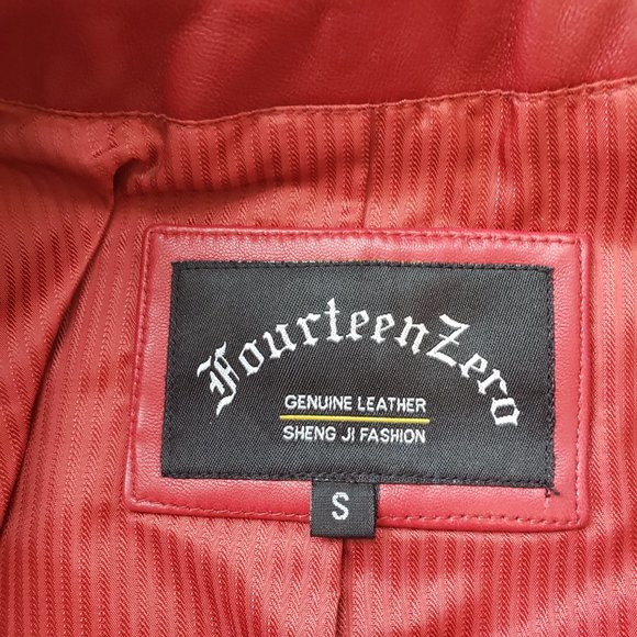 Genuine leather jacket with zipper - Red - Size S - Picture 12 of 12